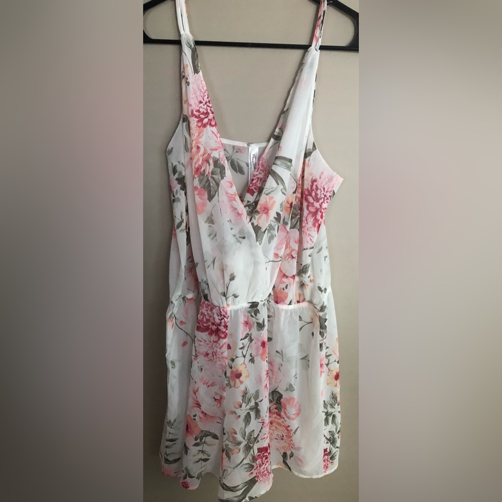 NWOT  FLORA NIKROOZ Pink & White Floral Nightie Babydoll Lingerie  Size L